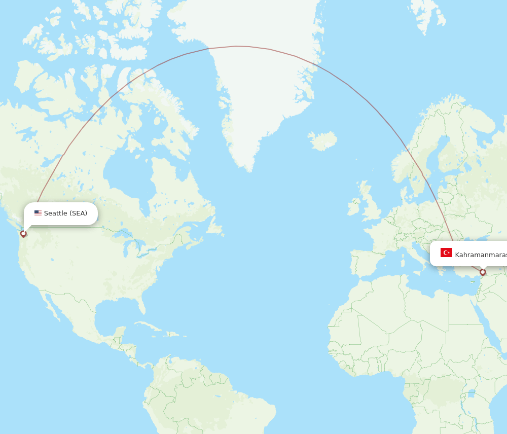 SEA to KCM flights and routes map