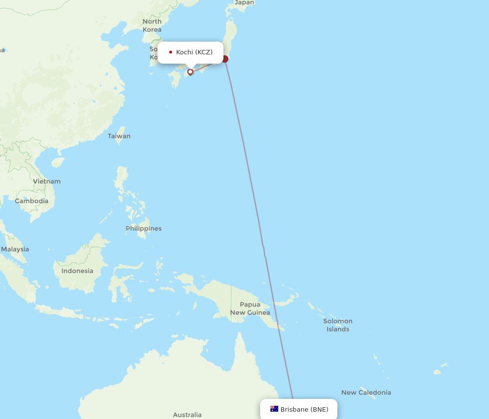 KCZ-BNE flight routes
