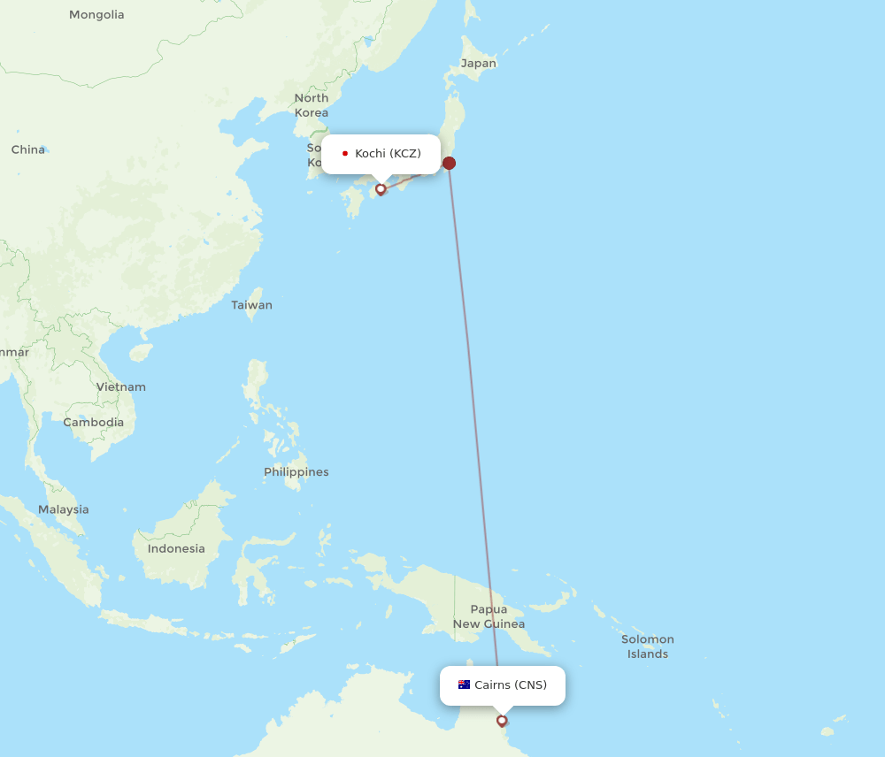 KCZ to CNS flights and routes map