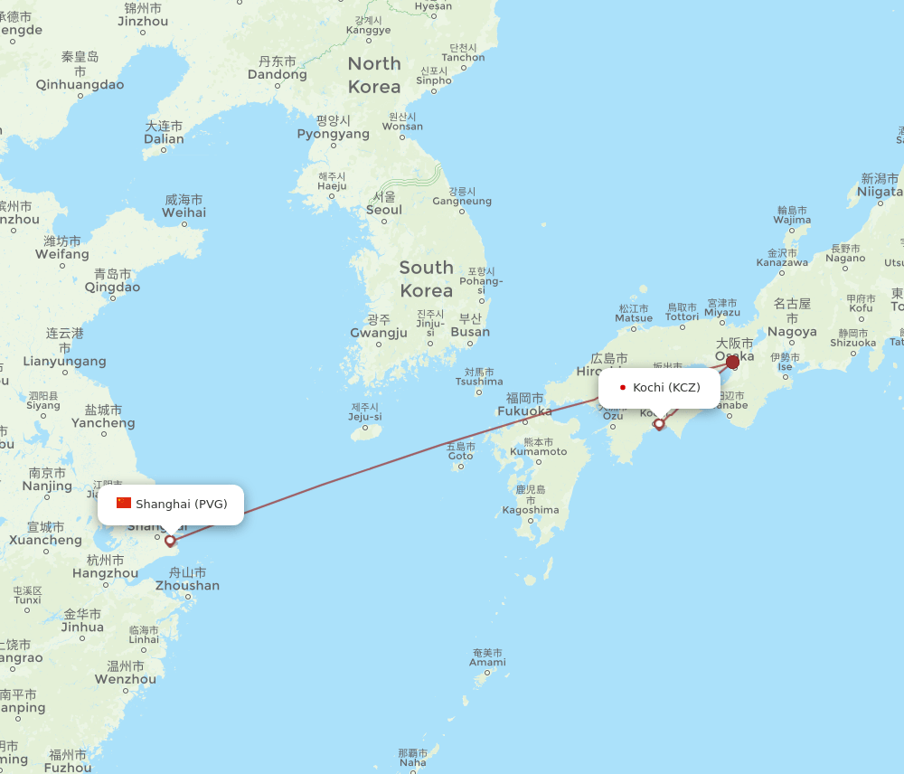 KCZ-PVG flight routes