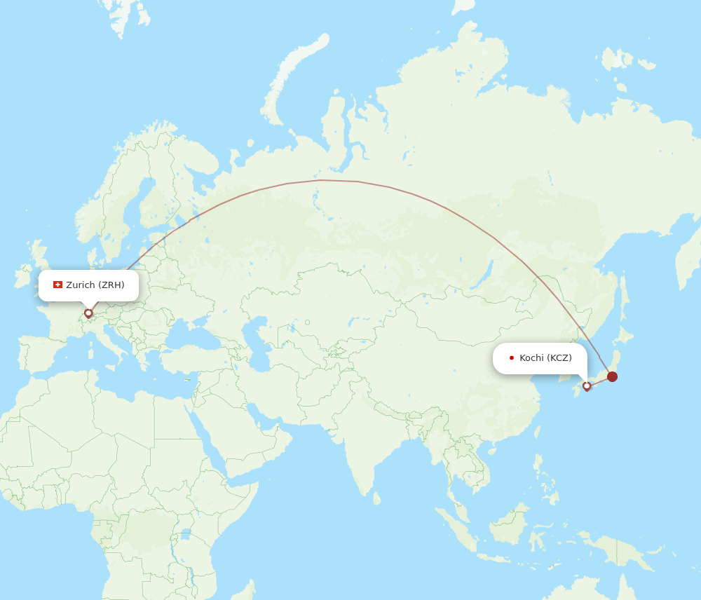 KCZ-ZRH flight routes
