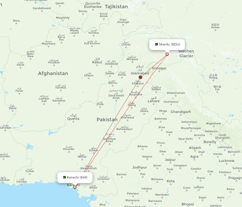 KDU-KHI flight routes