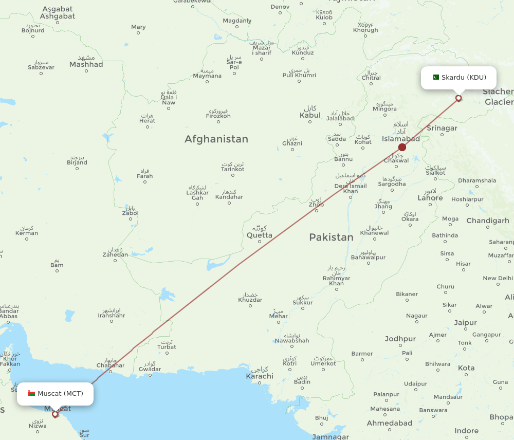 KDU-MCT flight routes
