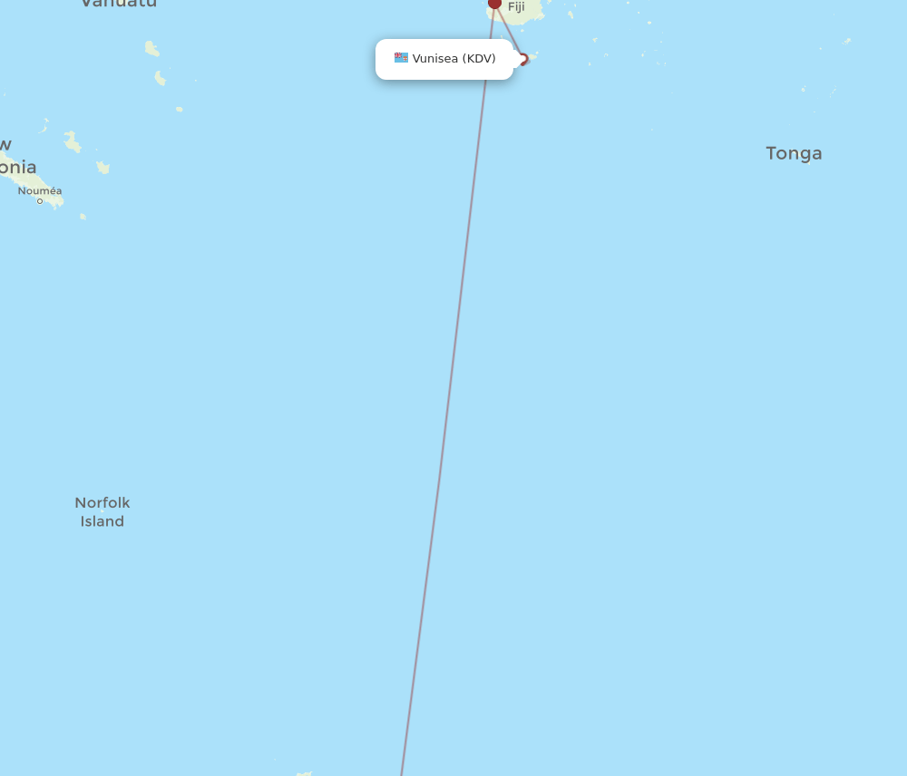 KDV-AKL flight routes