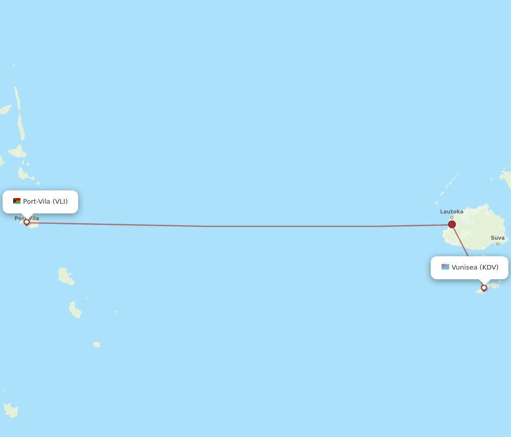KDV to VLI flights and routes map