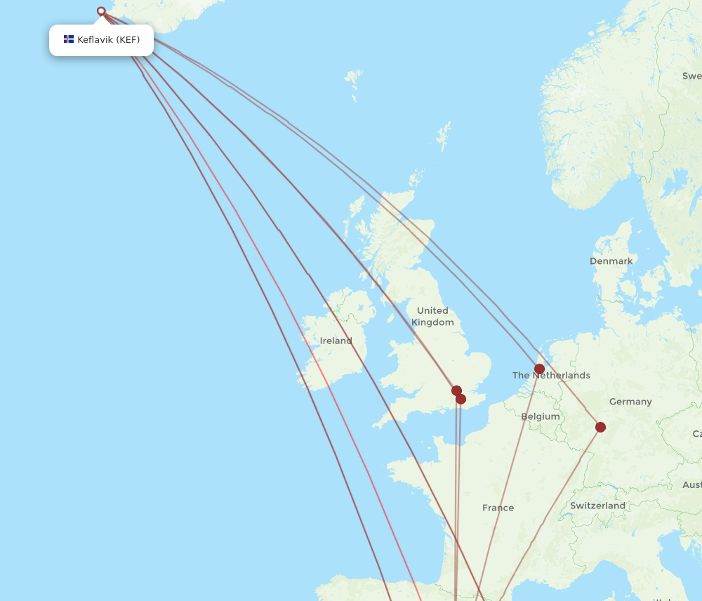 KEF-ALC flight routes