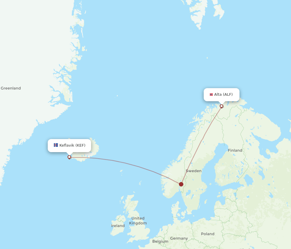 KEF-ALF flight routes