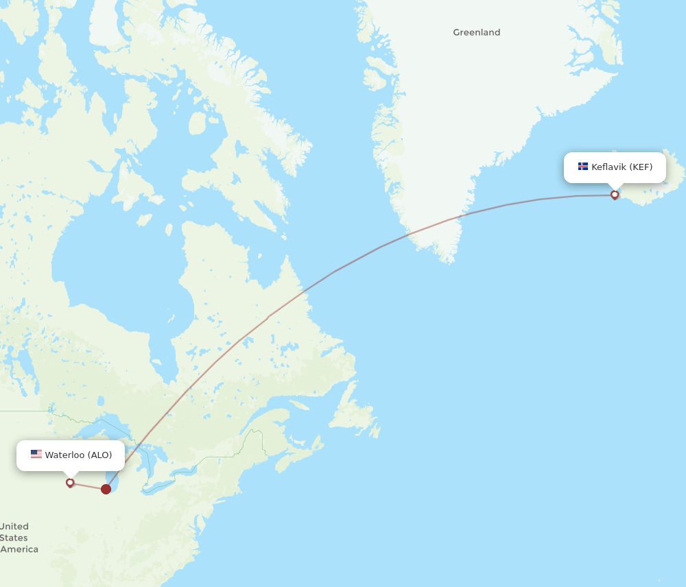 KEF-ALO flight routes
