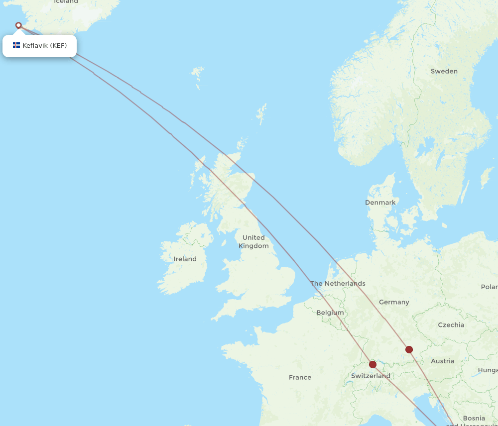 KEF-BDS flight routes