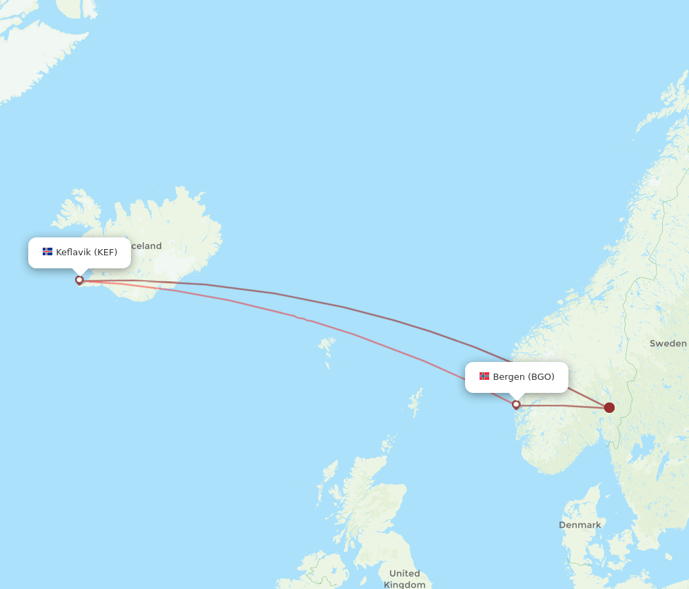 KEF-BGO flight routes