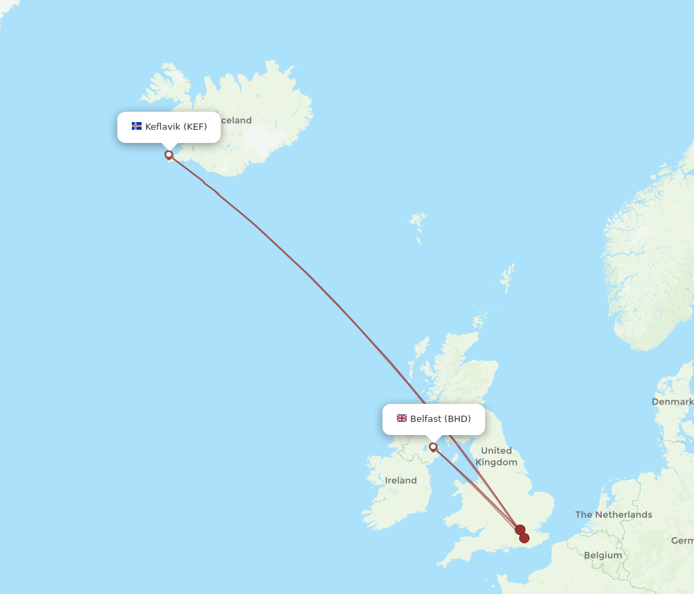 KEF-BHD flight routes