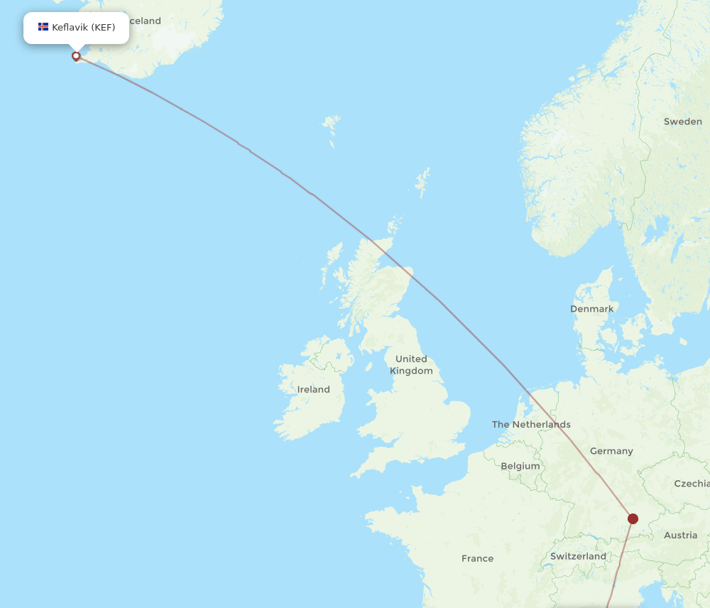KEF to BIA flights and routes map