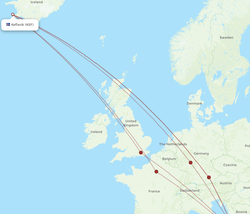 KEF-BRI flight routes