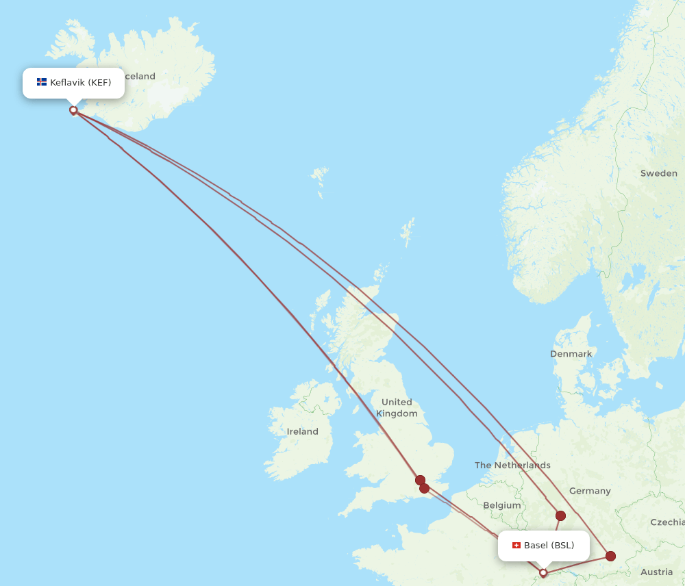 KEF-BSL flight routes