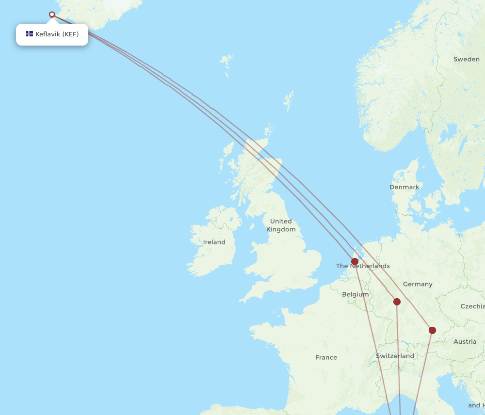 KEF-CAG flight routes