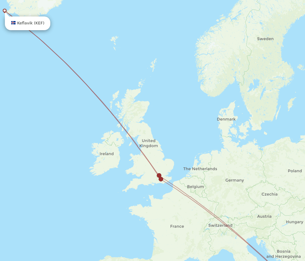 KEF-CFU flight routes
