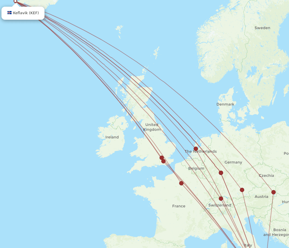 KEF-CTA flight routes