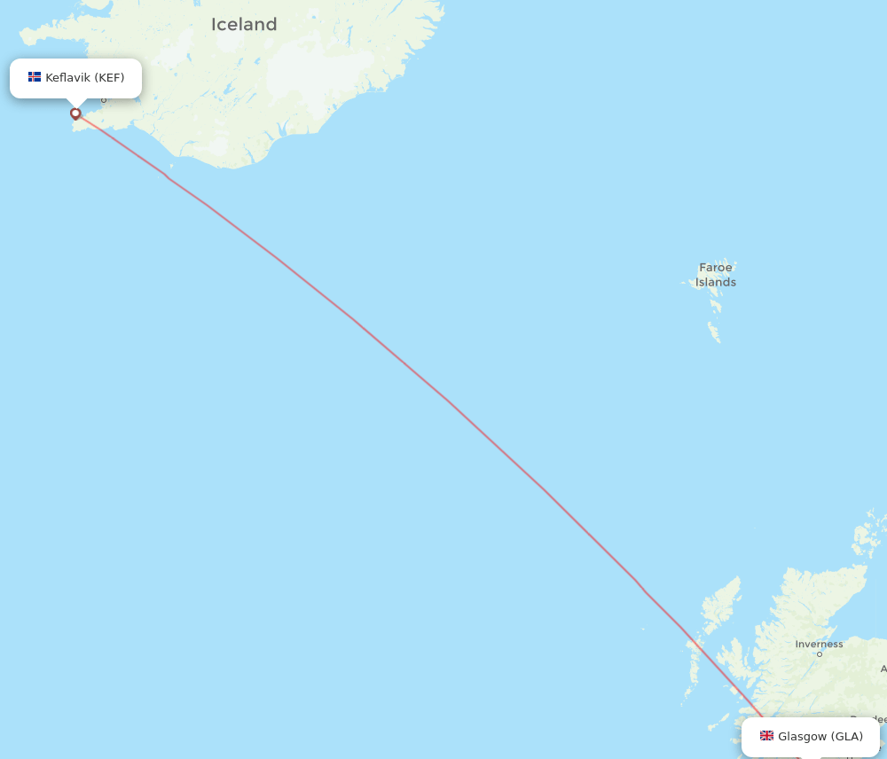 KEF-GLA flight routes