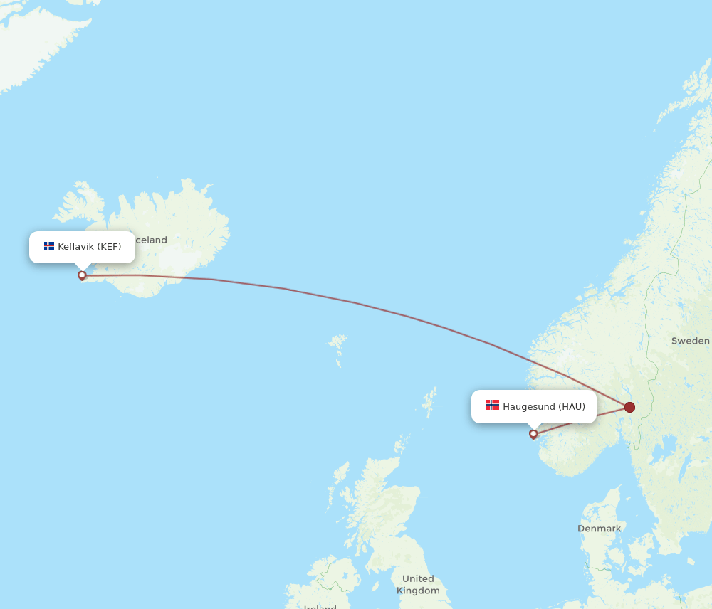 KEF-HAU flight routes
