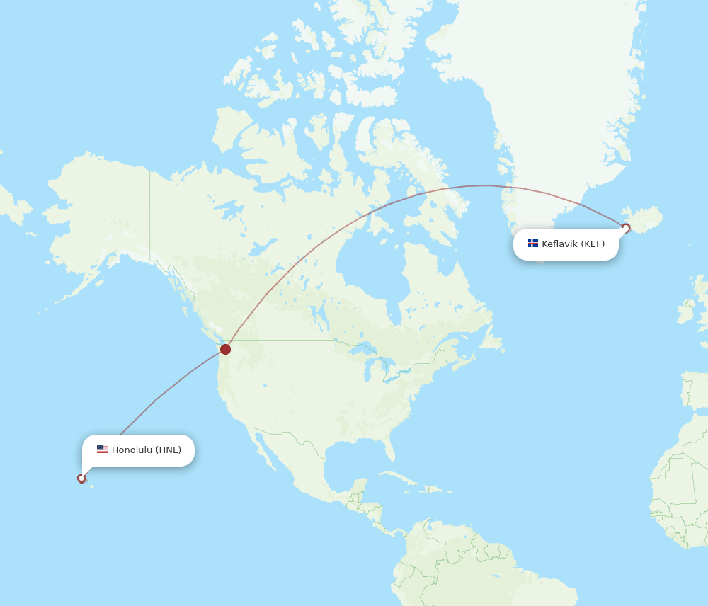 KEF-HNL flight routes