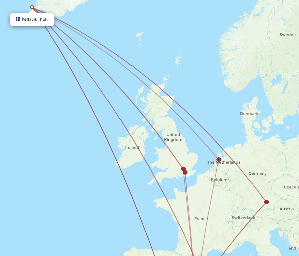 KEF-IBZ flight routes