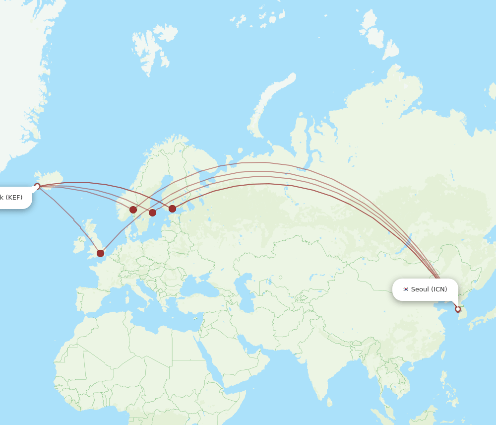 KEF-ICN flight routes