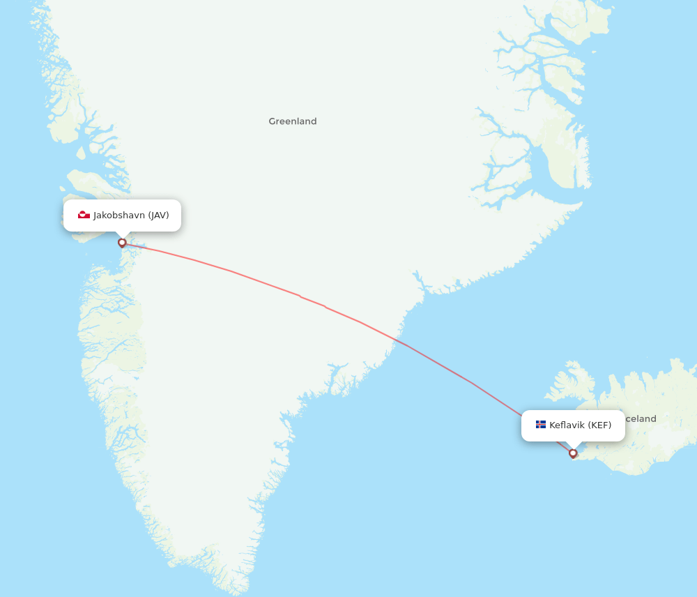 KEF-JAV flight routes