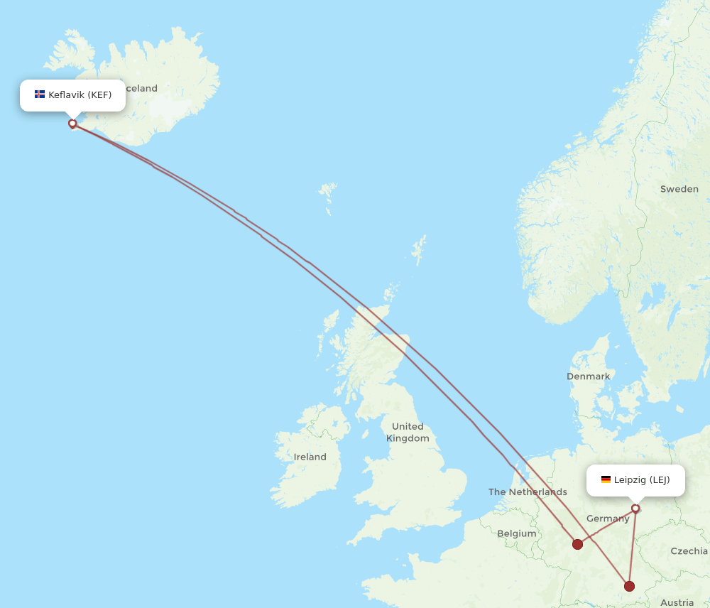 KEF-LEJ flight routes