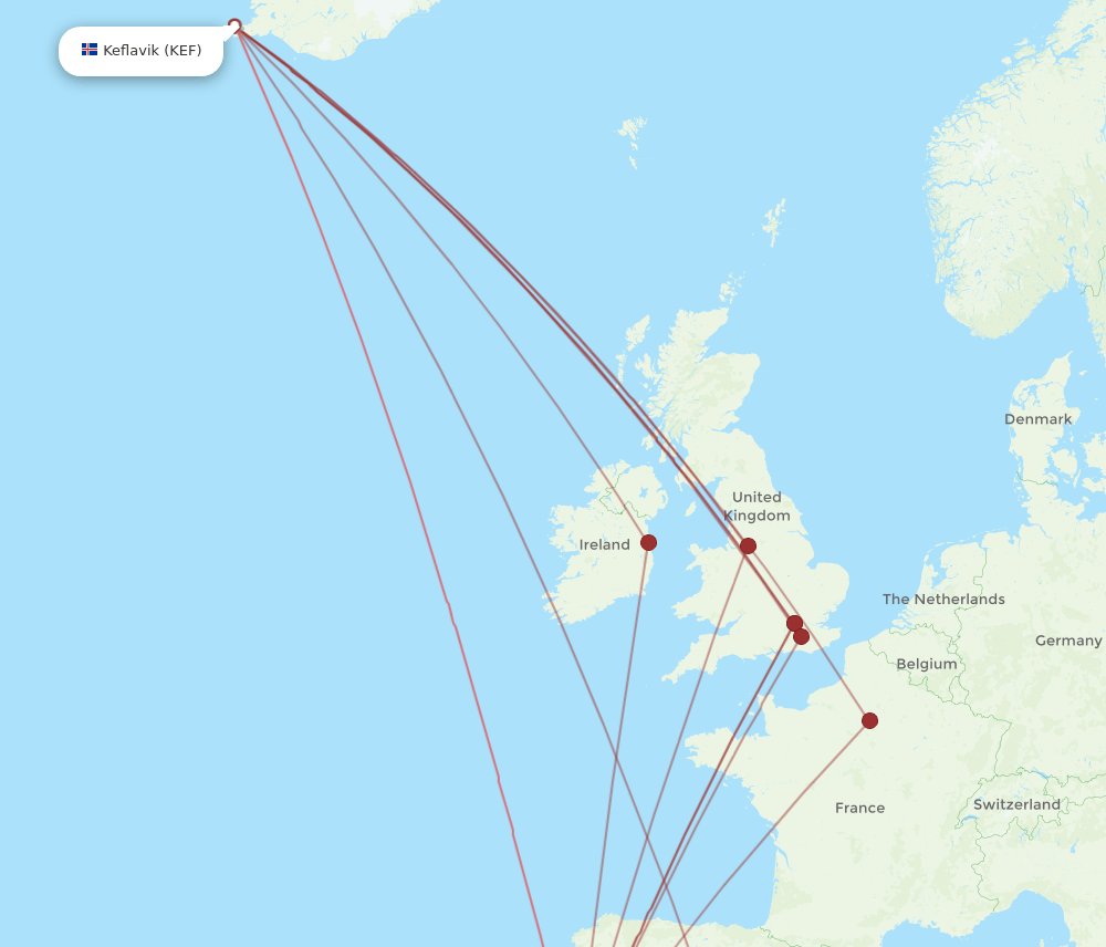 KEF-LIS flight routes