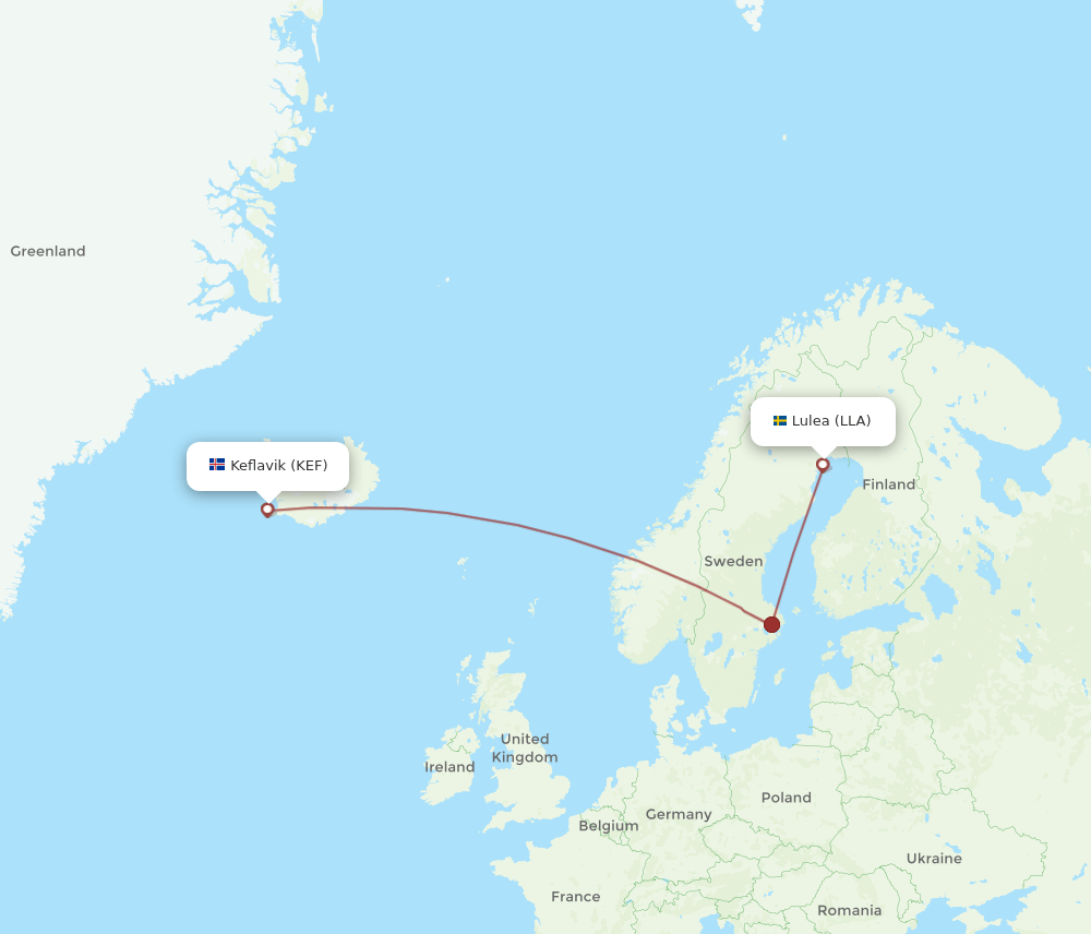KEF-LLA flight routes