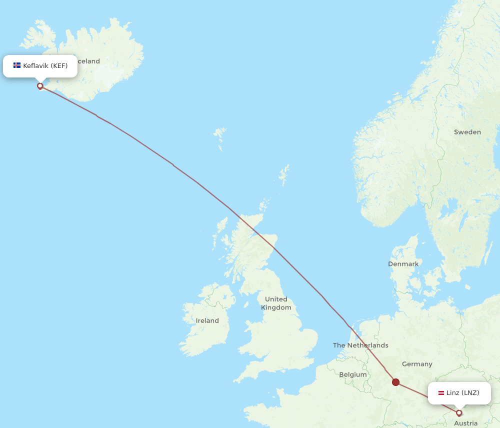 KEF-LNZ flight routes