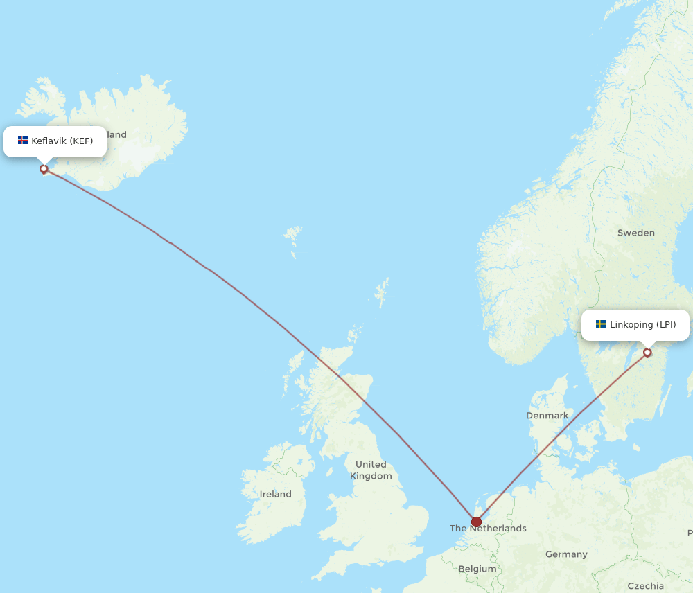 KEF-LPI flight routes