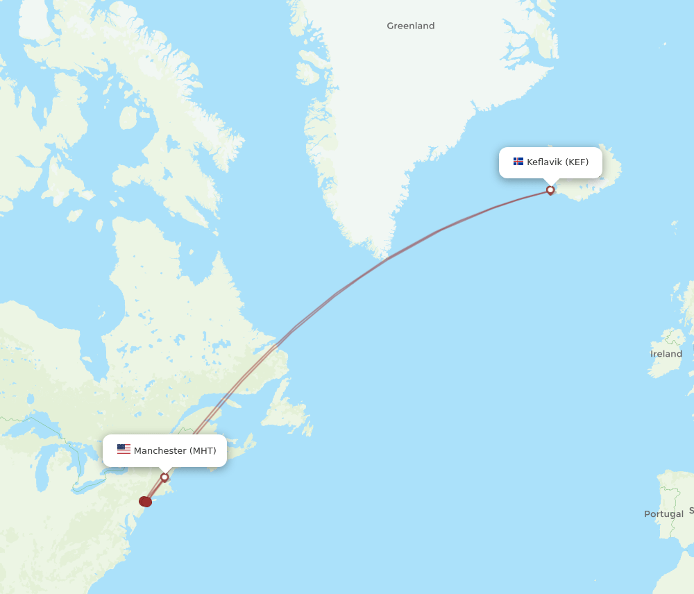 KEF-MHT flight routes