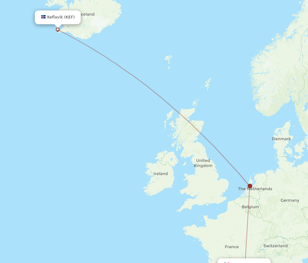 KEF to MPL flights and routes map