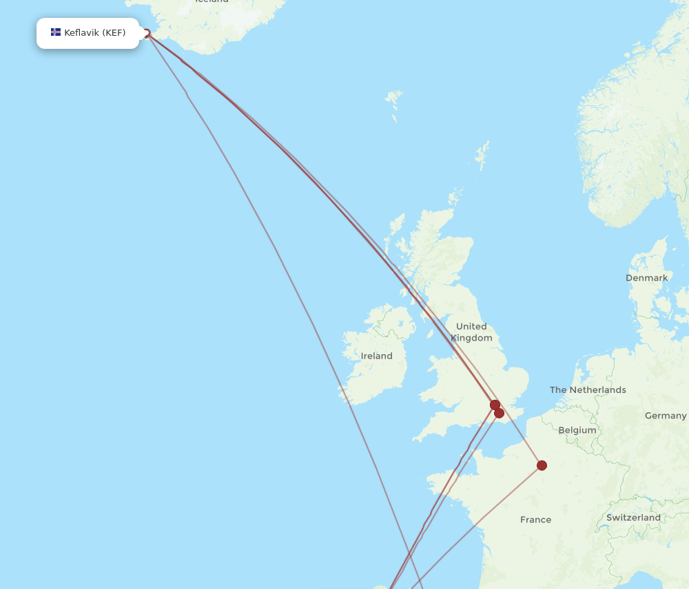 KEF to OPO flights and routes map