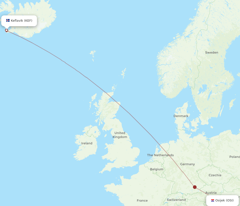 KEF-OSI flight routes
