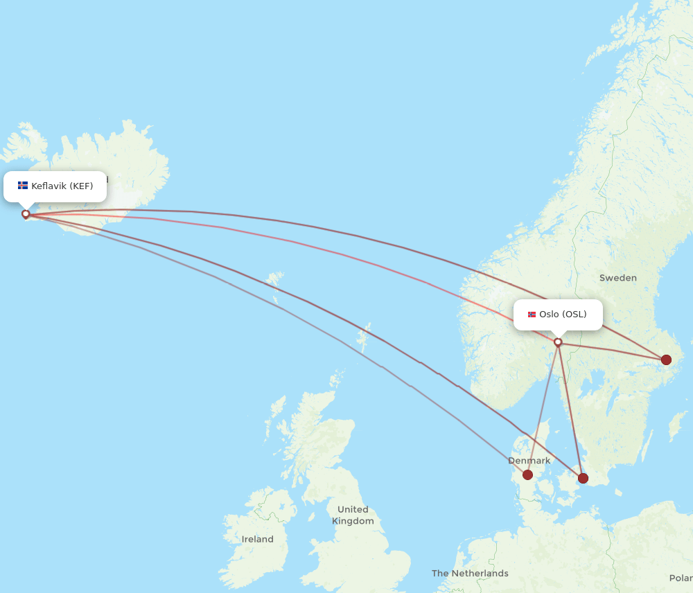 KEF-OSL flight routes