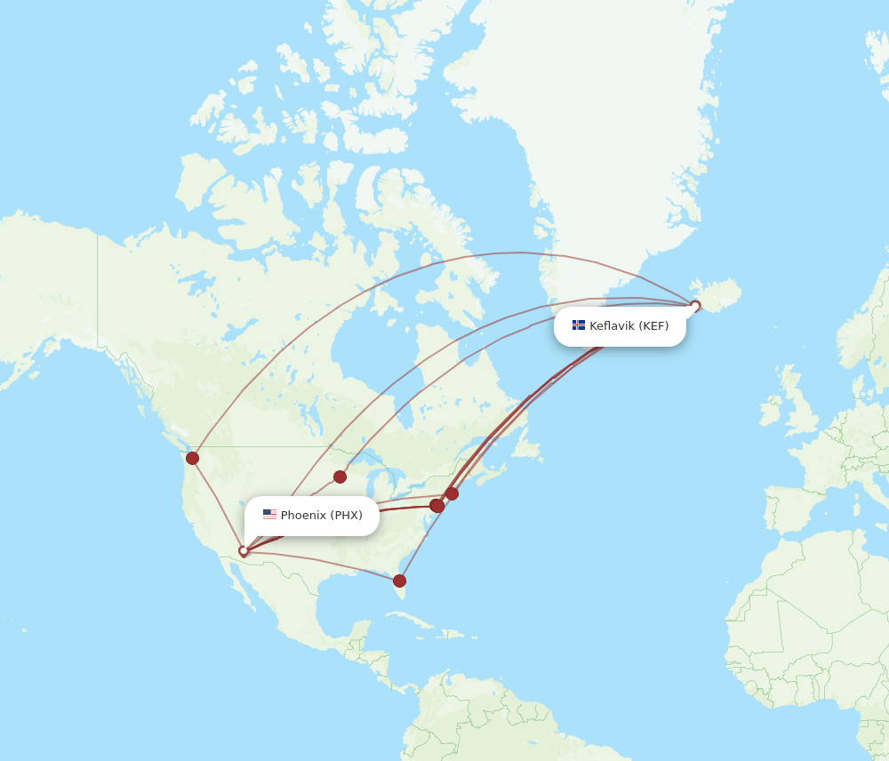 KEF-PHX flight routes