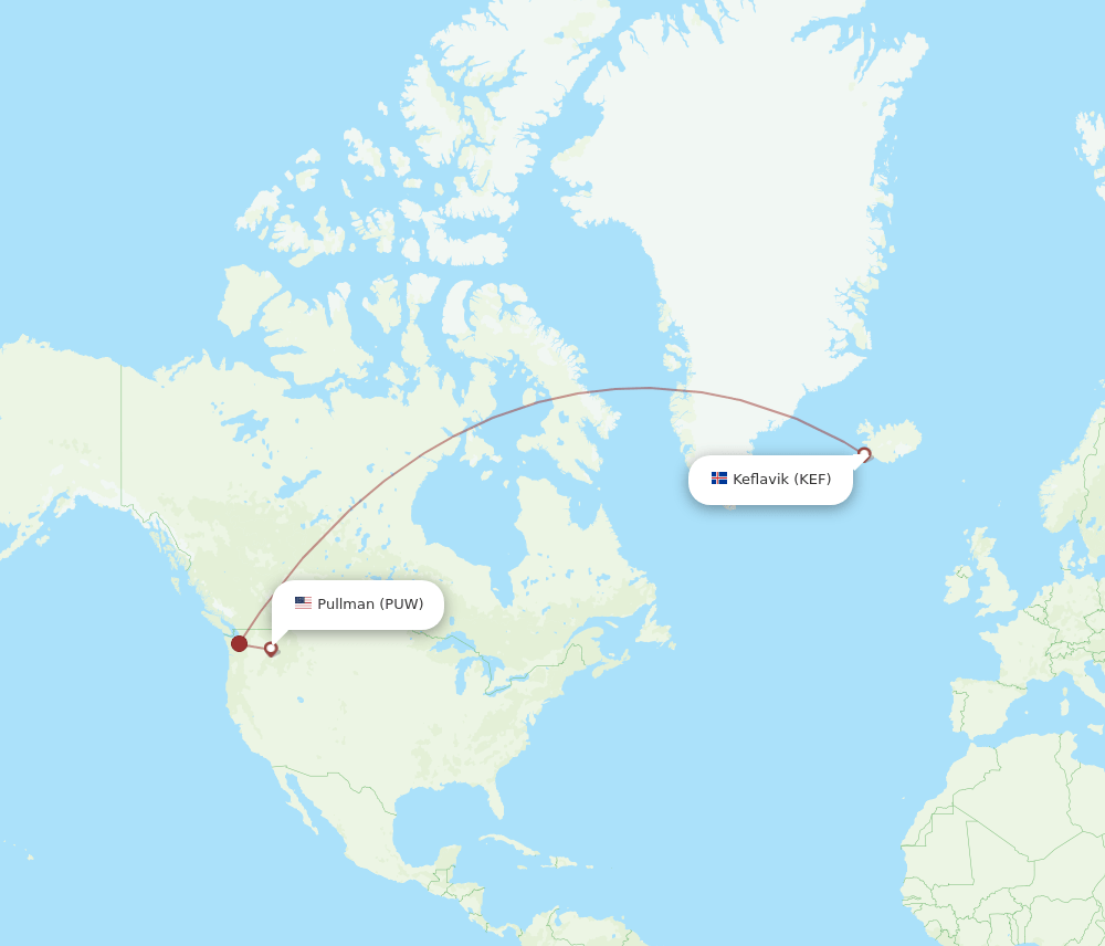 KEF-PUW flight routes