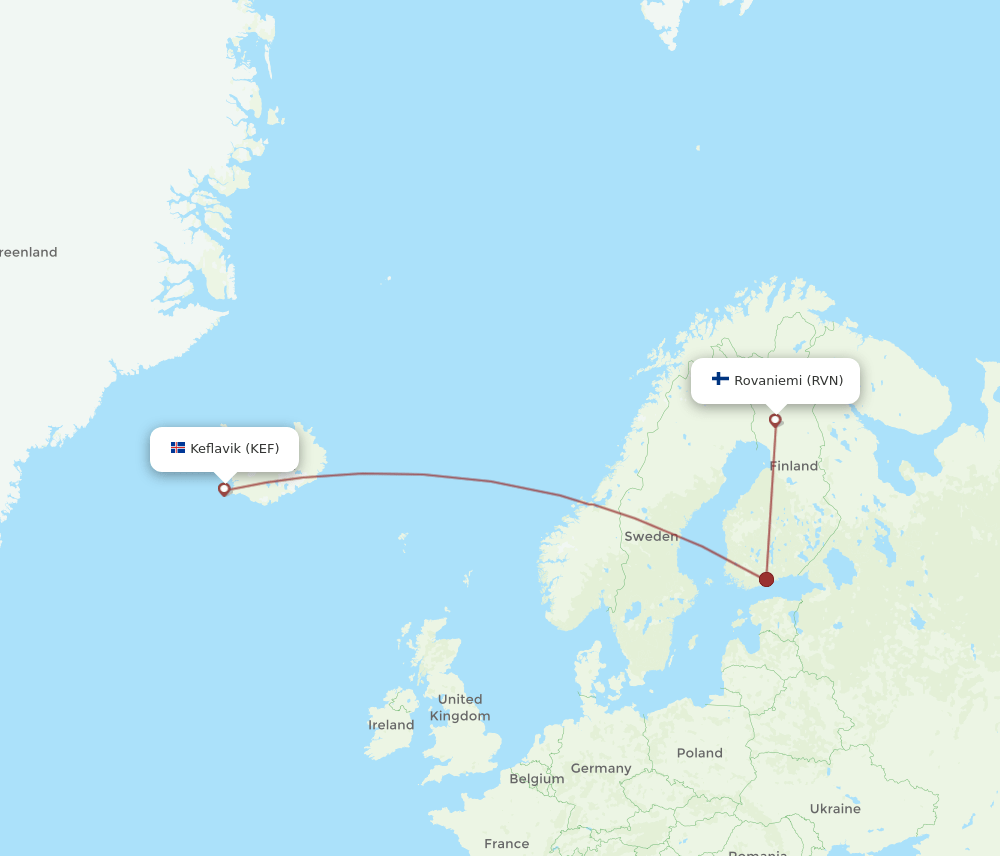 KEF-RVN flight routes
