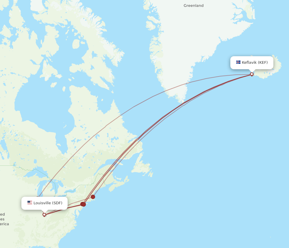 KEF-SDF flight routes