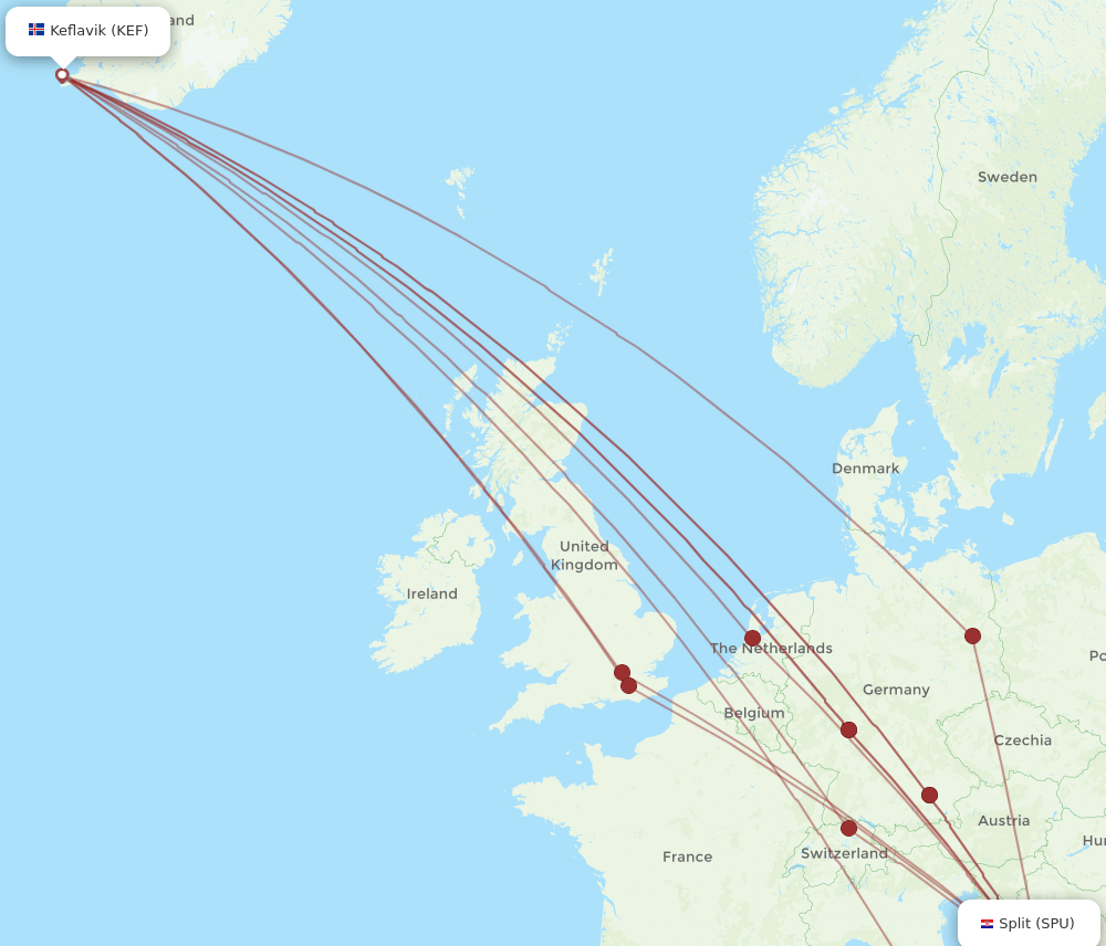 KEF-SPU flight routes