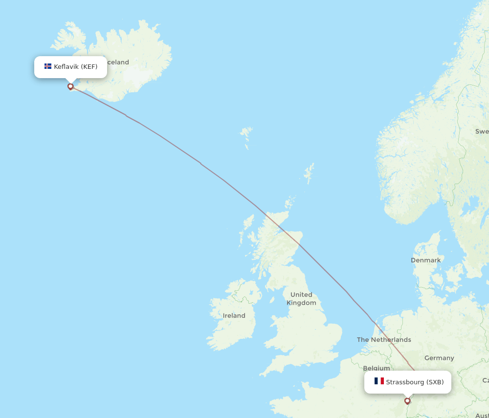 KEF-SXB flight routes