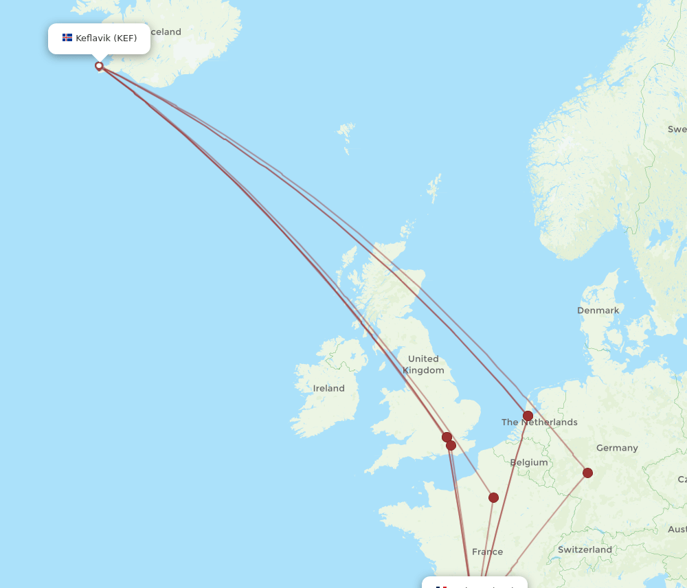 KEF to TLS flights and routes map