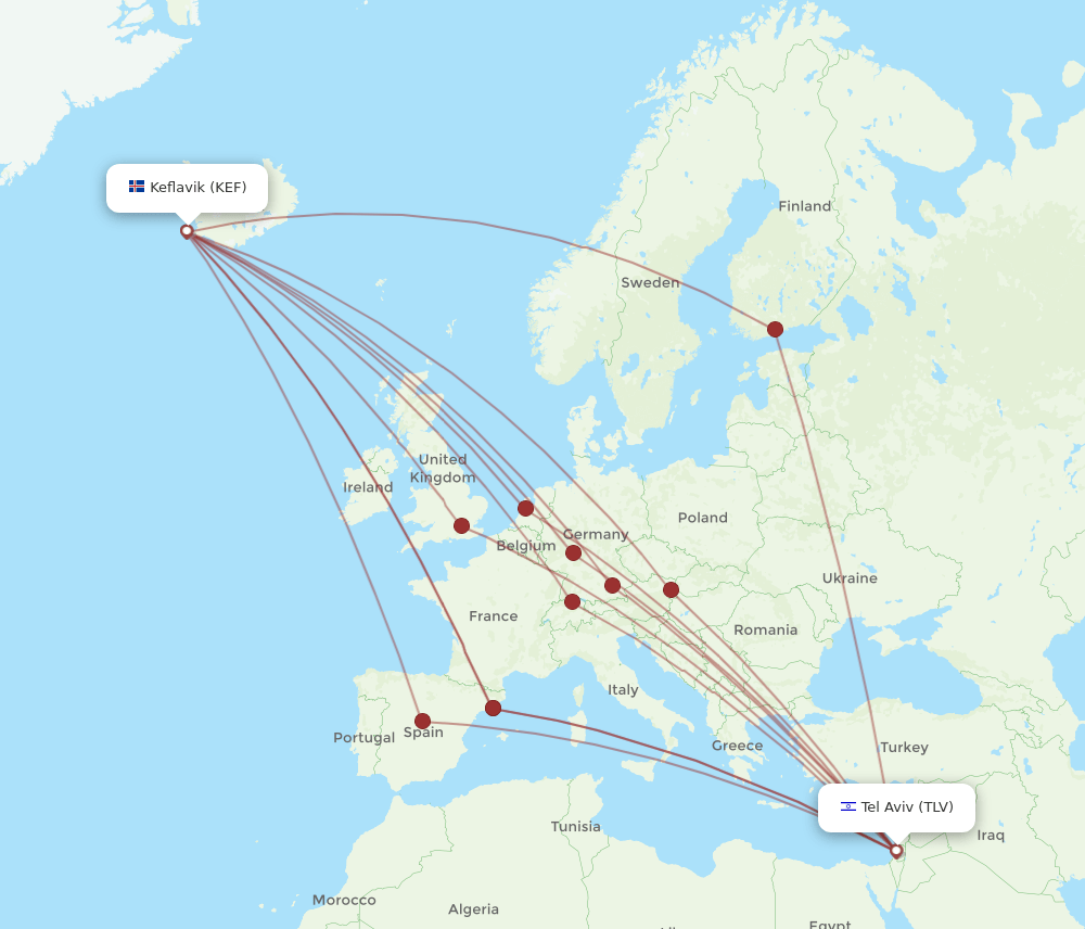 KEF-TLV flight routes