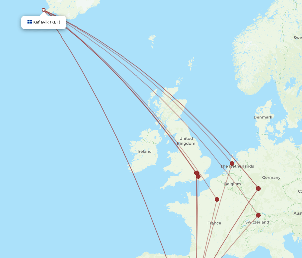 KEF-VLC flight routes
