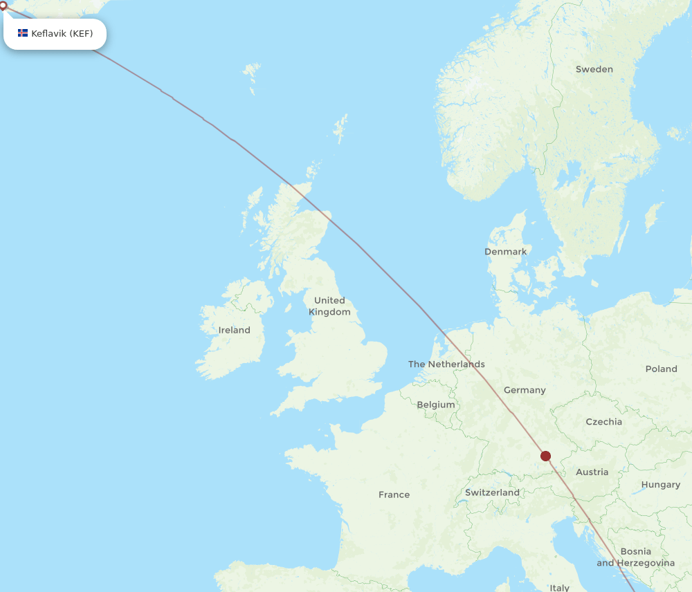 Zakinthos - Reykjavik route map and flight paths
