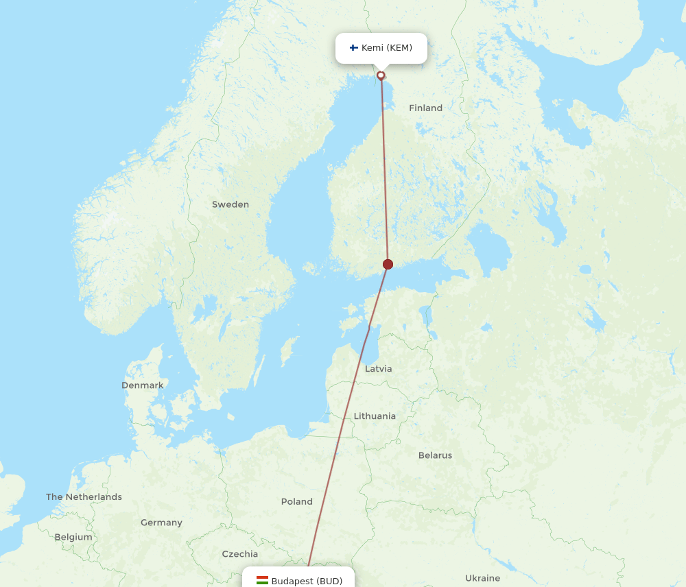 KEM-BUD flight routes