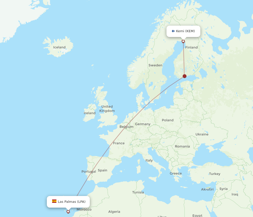 KEM-LPA flight routes
