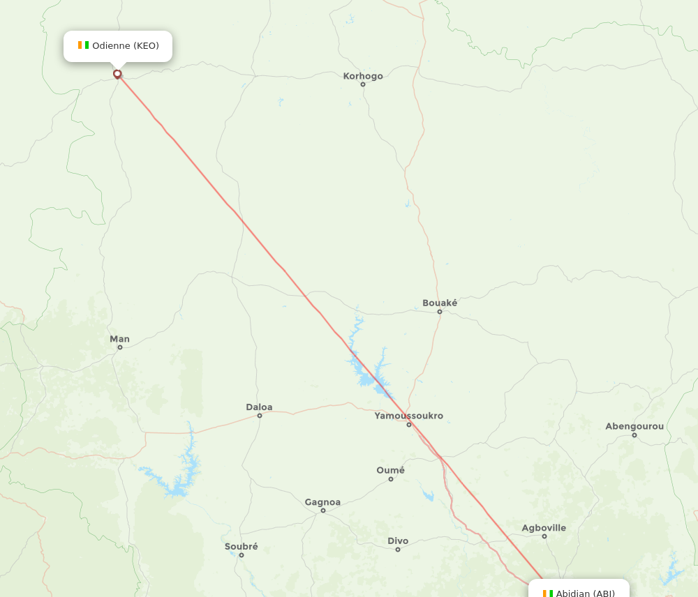 KEO to ABJ flights and routes map